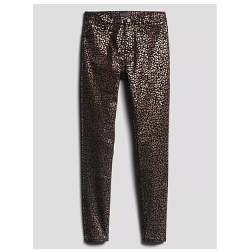 Banana Republic Mid Rise Skinny Stretch Jeans Metallic Leopard sz 29/8 NWT $129 - Picture 6 of 10